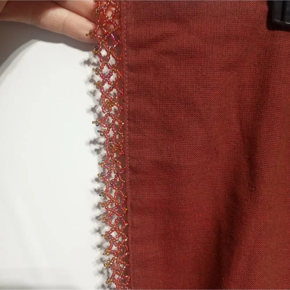 Pier 1 Imports 4 Burgandy Beaded Fringe Placemats